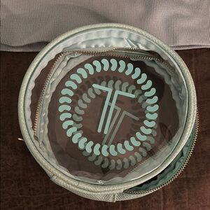 Transparent Cosmetic Bag with Blue Accents